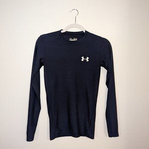 Navy Blue Under Armour Men's HeatGear Compression Long-Sleeve T-Shirt